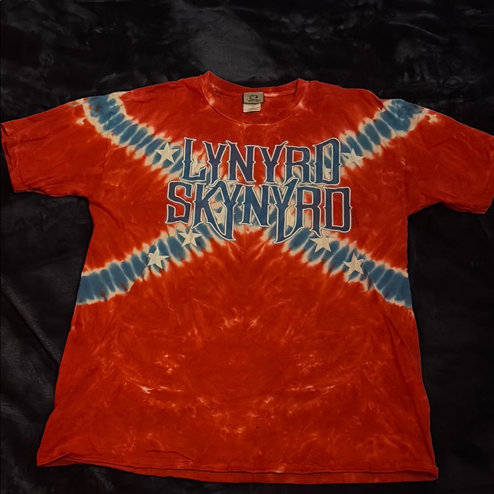 Vintage 2005 Red and Blue Lynyrd Skynyrd Tie-Dye T-Shirt